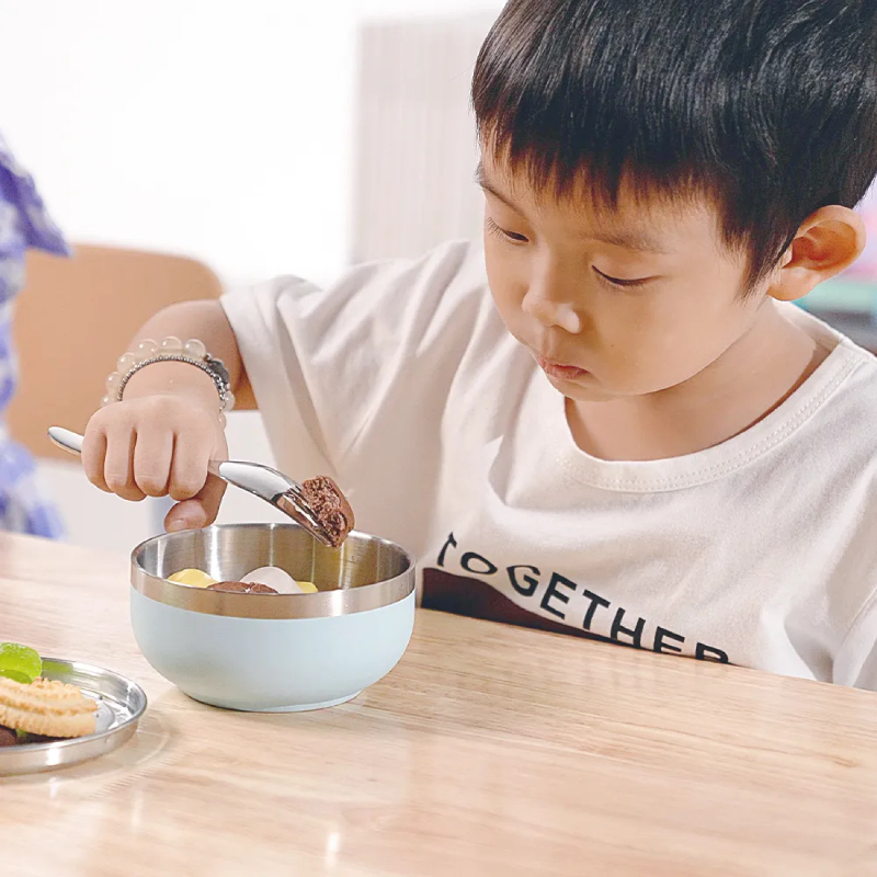 316不鏽鋼兒童磨砂隔熱碗 3入組