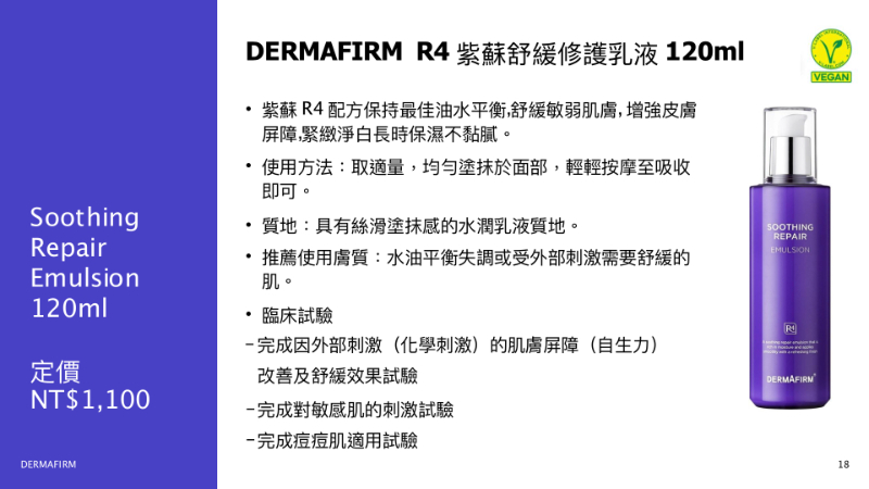 < 預購 > 韓國Dermafirm R4 紫蘇舒緩修護乳液(120ml)