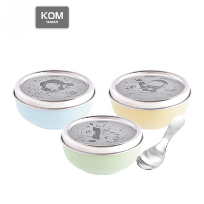 316不鏽鋼兒童磨砂隔熱碗 3入組