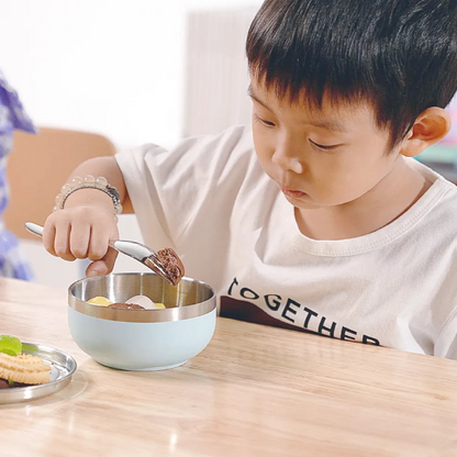 316不鏽鋼兒童磨砂隔熱碗 3入組