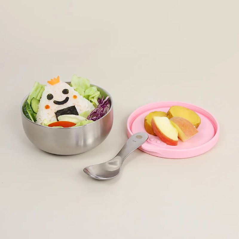 雙層不鏽鋼矽膠密封兒童碗 3入組
