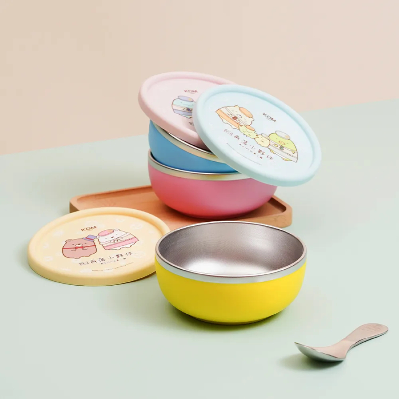 316不鏽鋼矽膠兒童隔熱碗 3入組