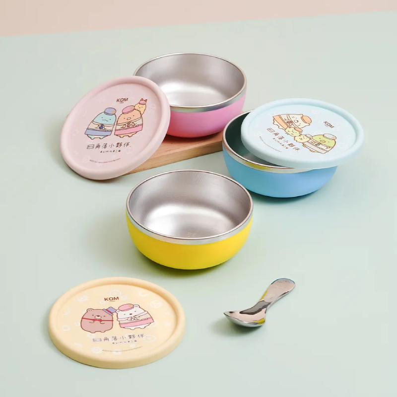 316不鏽鋼矽膠兒童隔熱碗 3入組