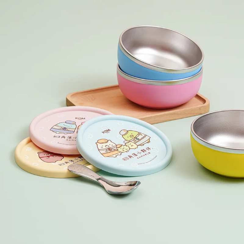 316不鏽鋼矽膠兒童隔熱碗 3入組