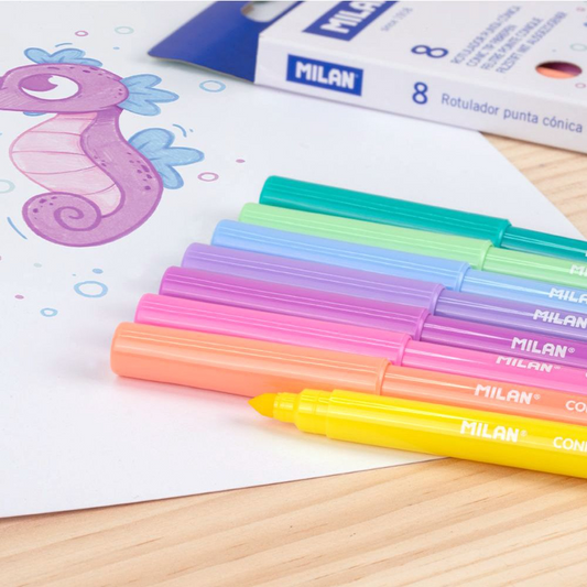 兒童可水洗彩色筆 粉嫩馬卡龍8色